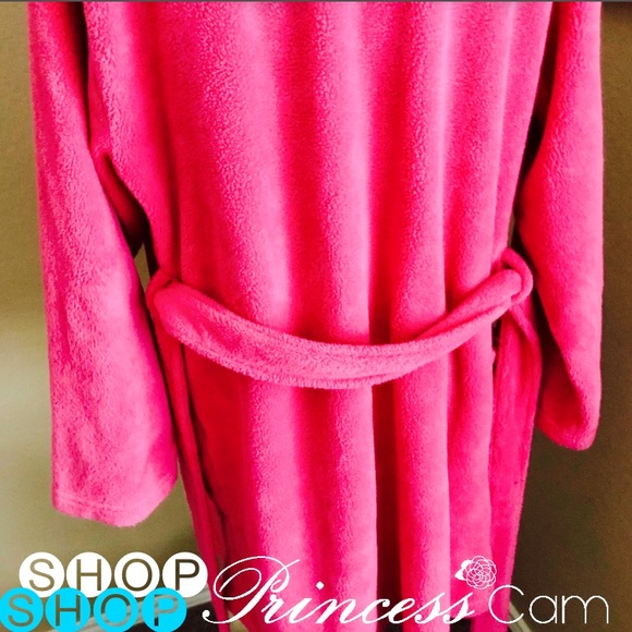 💖CYPRESS Women Cozy Fleece Wrap Hot Pink Robe SzM - Picture 7 of 8